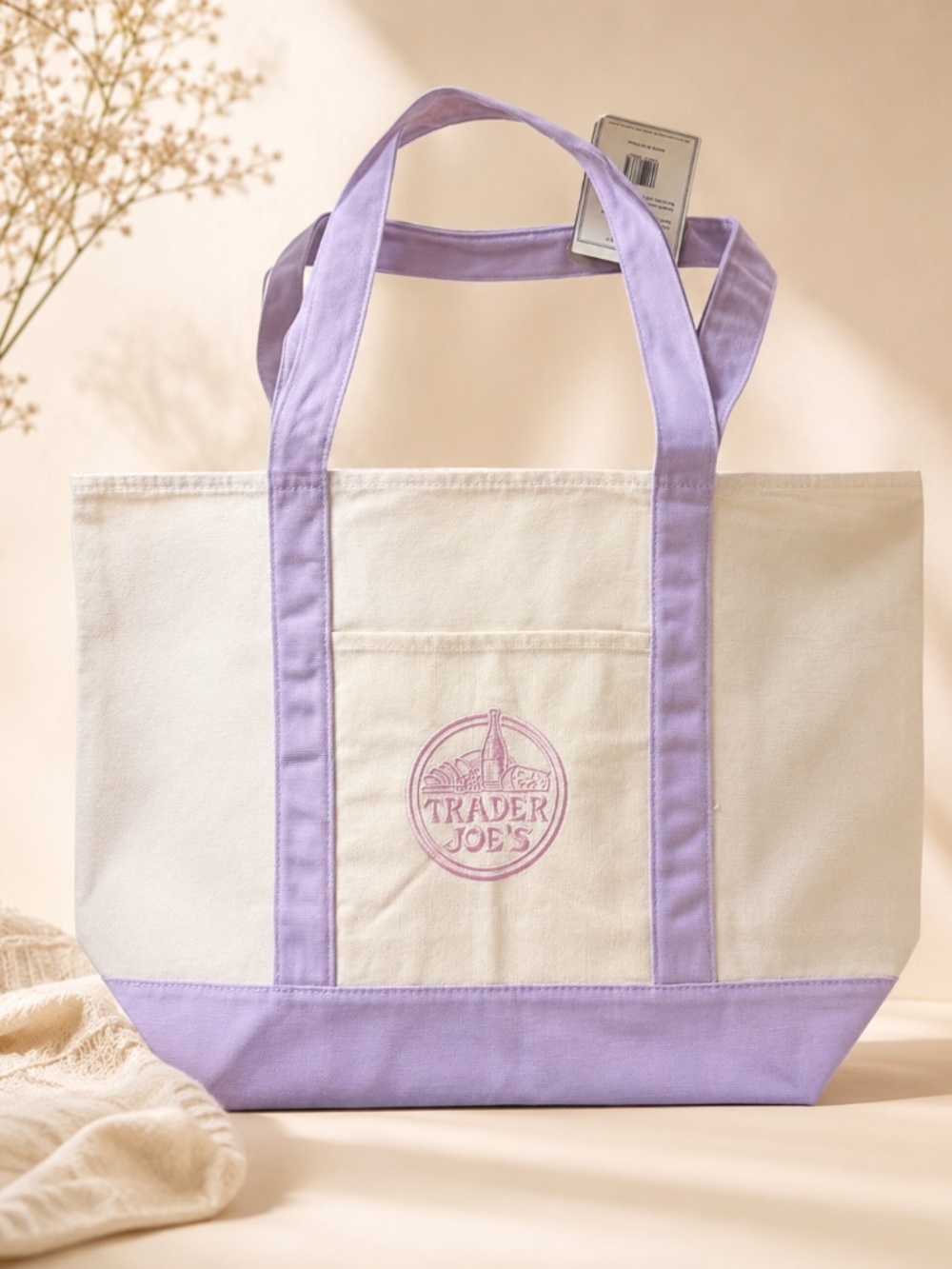 Trader Joe’s Large Lavender Canvas Tote Bag – Limited Edition – New with Tag